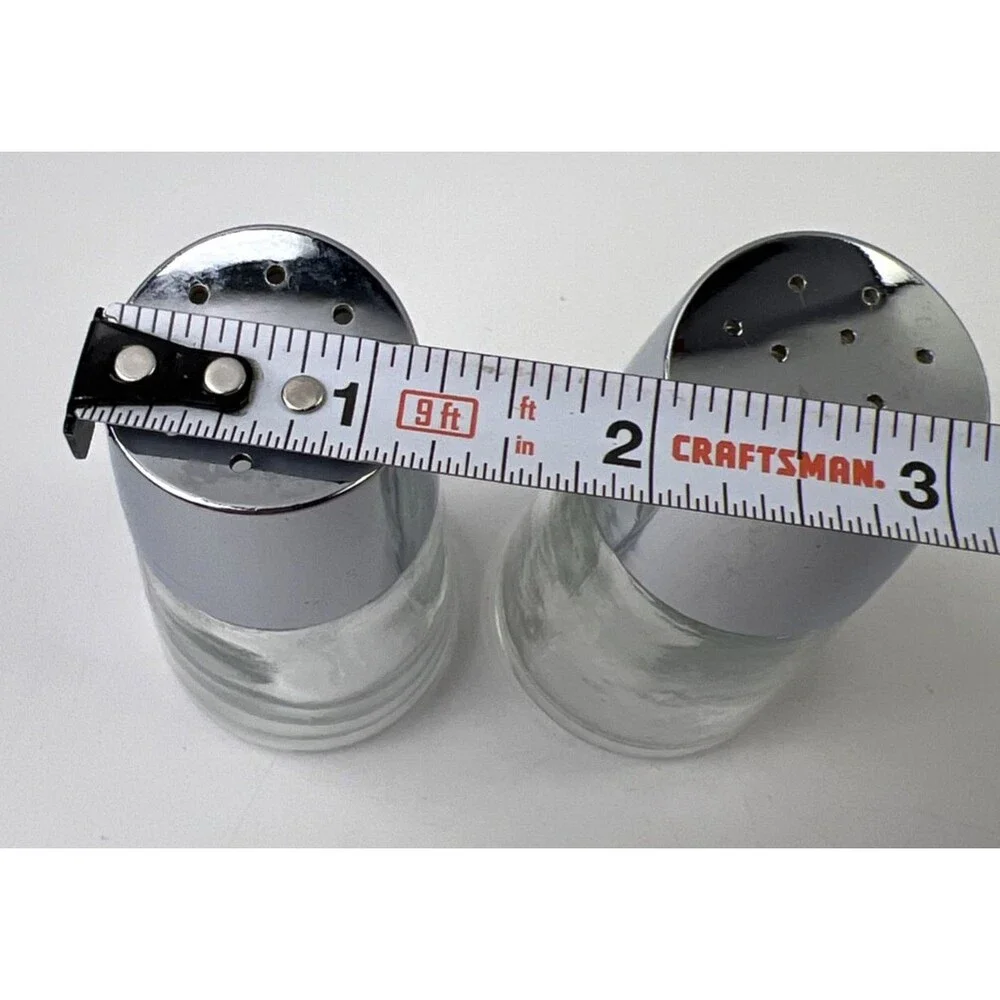 Mid Century Modern Clear Glass Salt And Pepper Shakers Usa 3.5